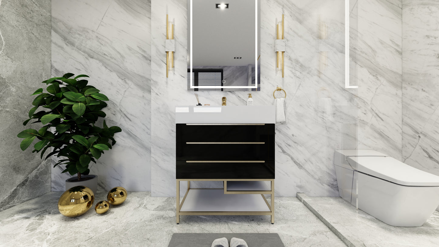 Bethany 30" Freestanding Vanity in High Gloss Black
