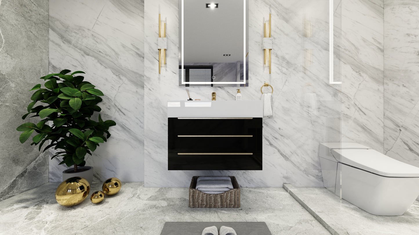 Bethany 30" Floating Modern Vanity in Gloss Black