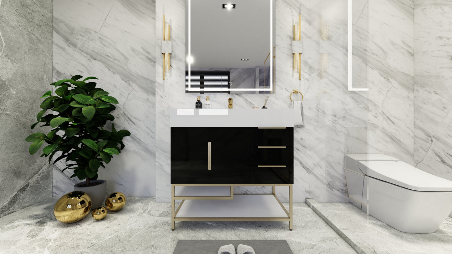 Bethany 36" Freestanding Vanity in High Gloss Black