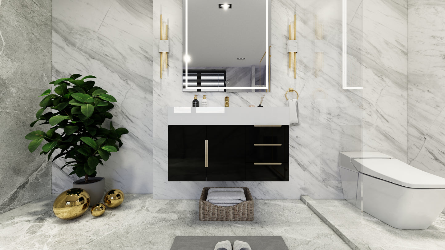 Bethany 36" Floating Modern Vanity in Gloss Black