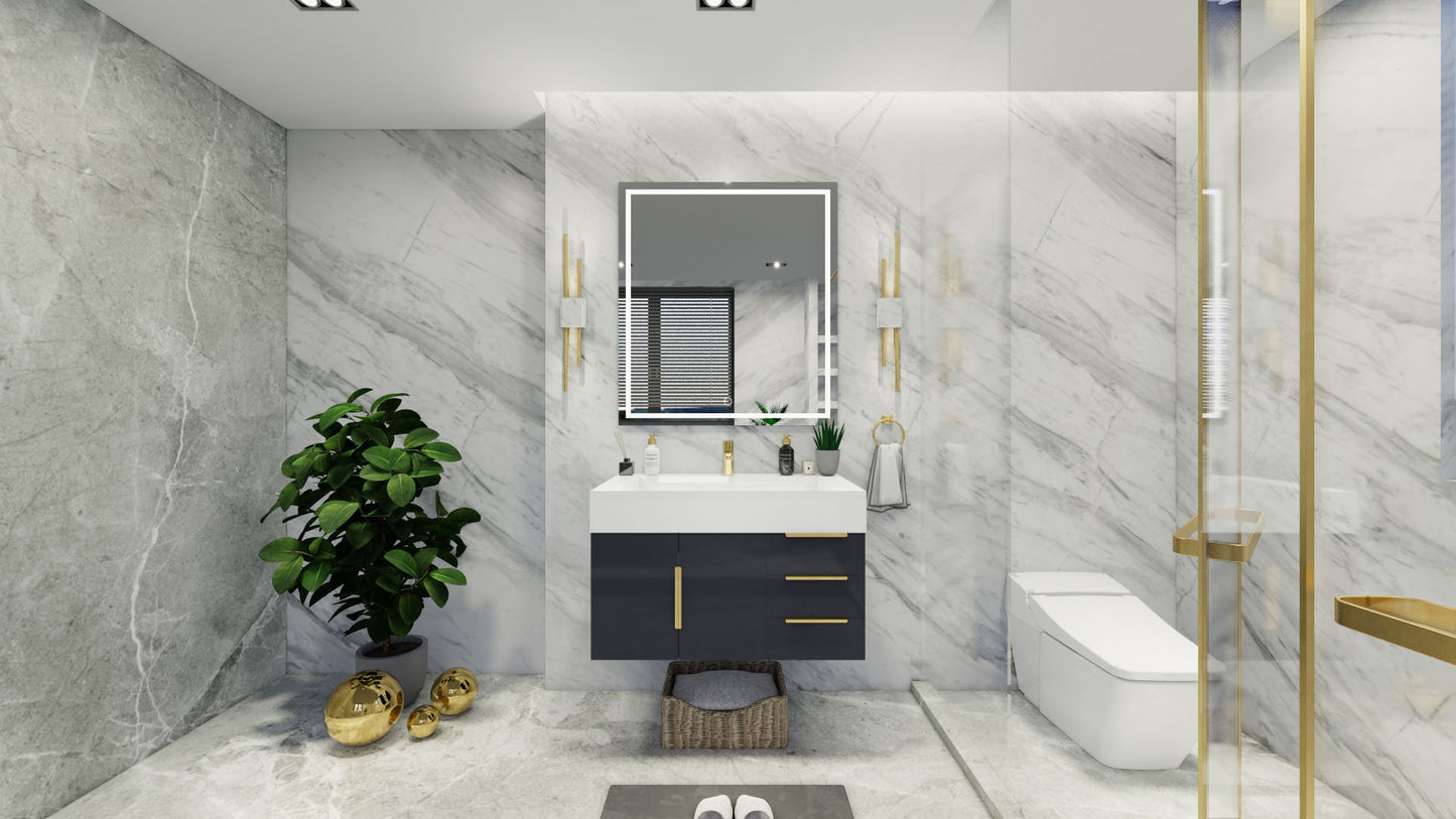 Bethany 36" Floating Vanity in Glossy Gray