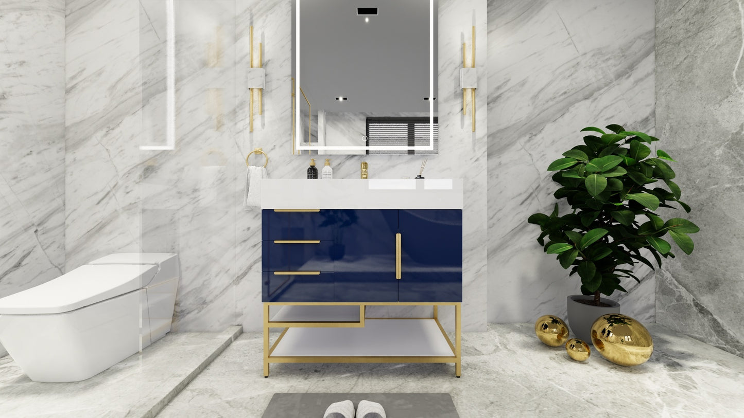 Bethany 36" Freestanding Vanity in High Gloss Night Blue