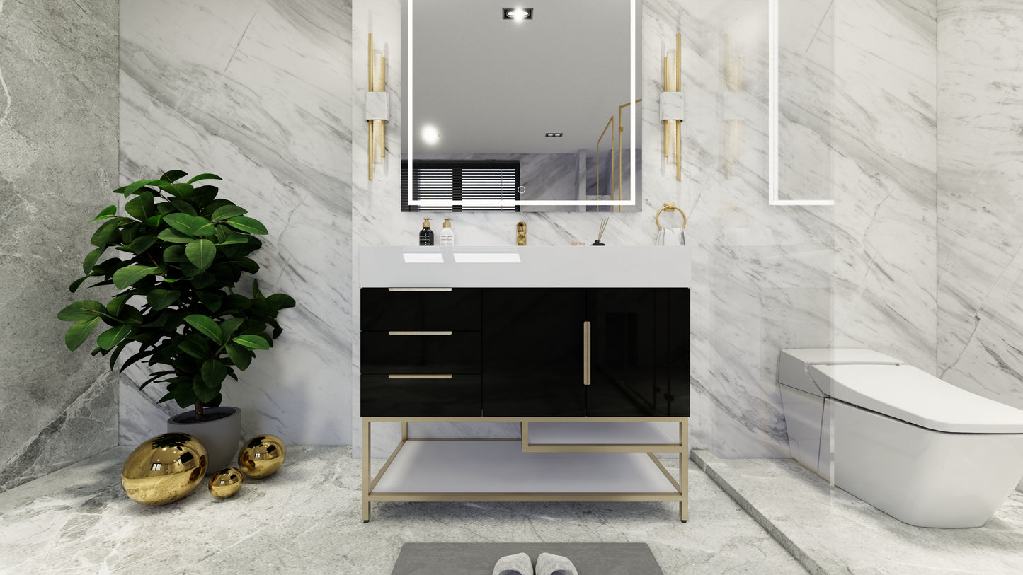 Bethany 42" Freestanding Vanity in High Gloss Black