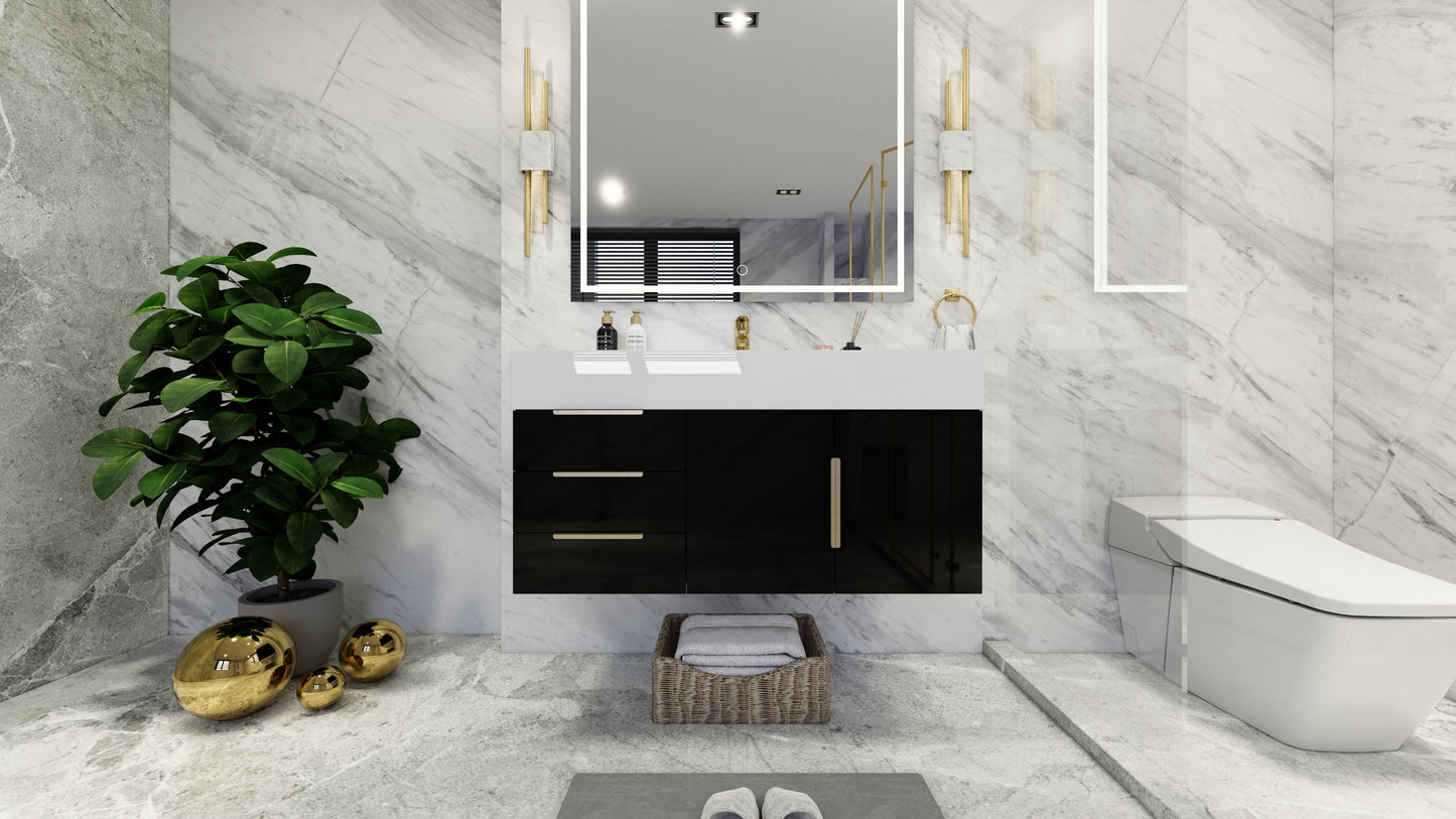Bethany 42" Floating Modern Vanity in Gloss Black