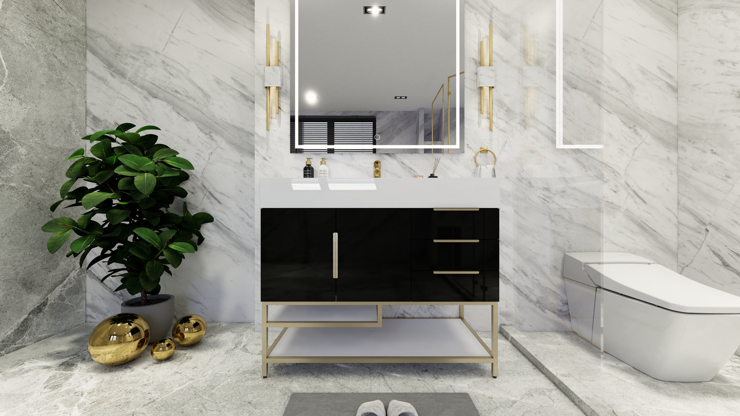 Bethany 42" Freestanding Vanity in High Gloss Black