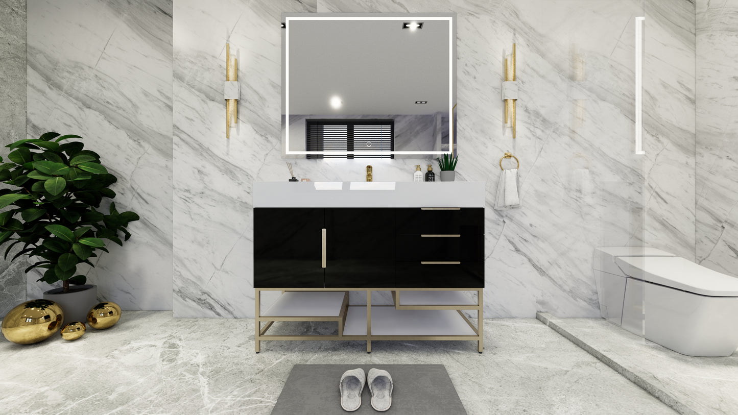 Bethany 48" Freestanding Vanity in High Gloss Black