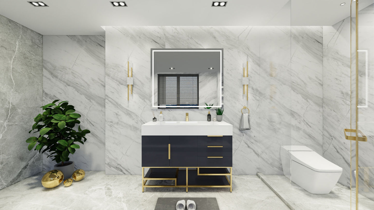 Bethany 48" Freestanding Modern Vanity in Gloss Gray