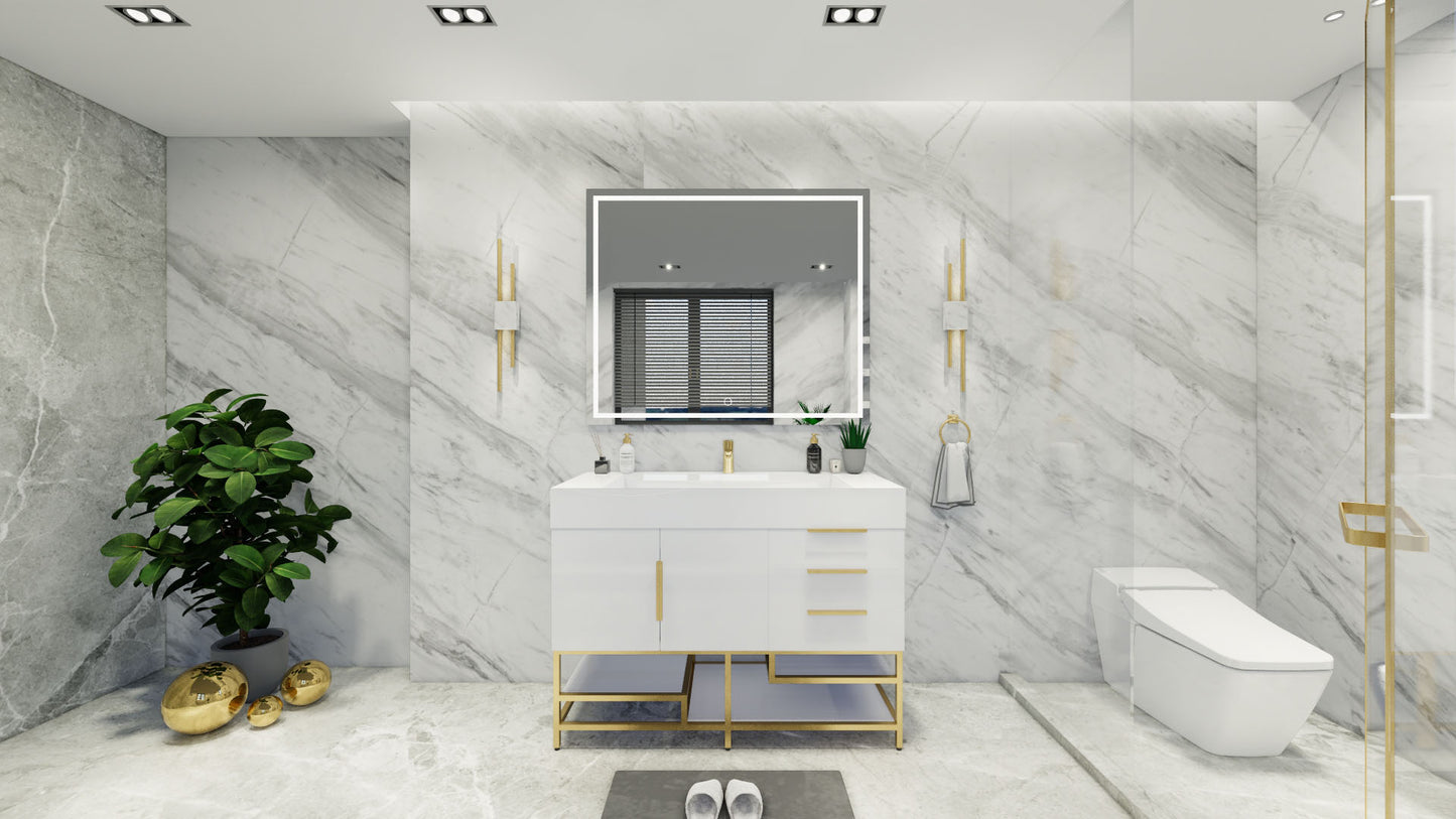 Bethany 48" Freestanding Modern Vanity in Gloss White