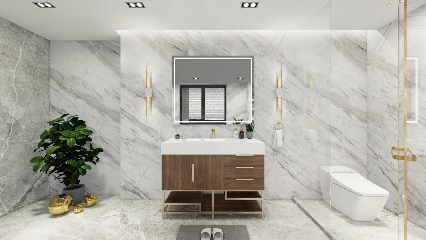 Bethany 48" Freestanding Modern Vanity in Rosewood