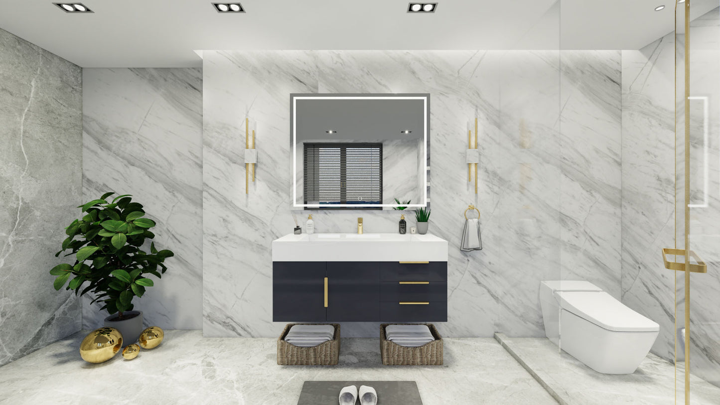Bethany 48" Floating Vanity in Glossy Gray