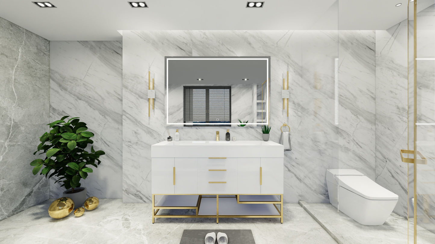 Bethany 60" Freestanding Modern Vanity in Gloss White