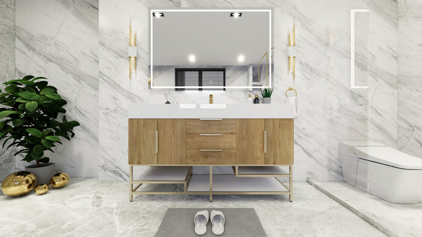 Bethany 60" Freestanding Vanity in Teak Oak