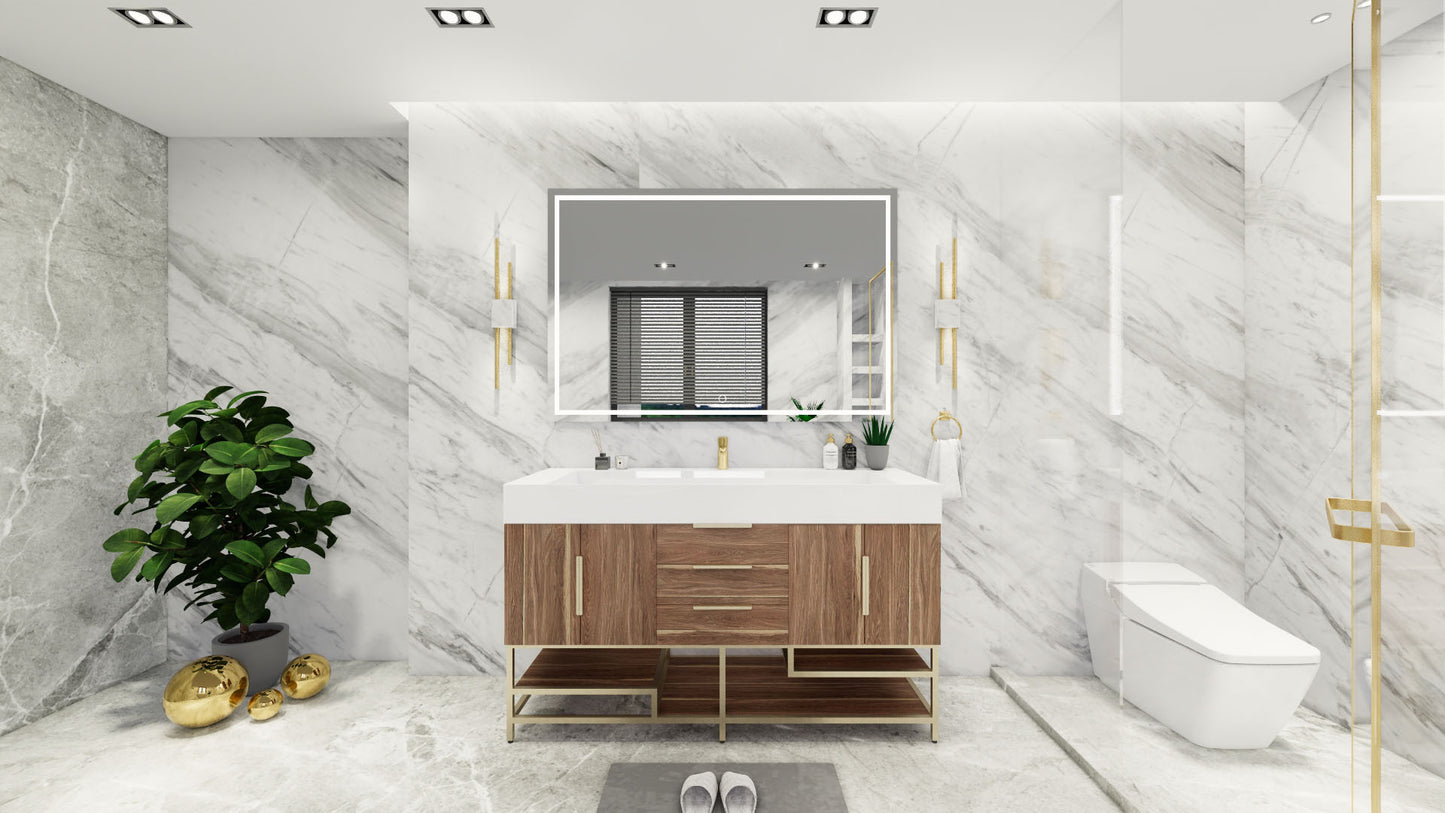 Bethany 60" Freestanding Modern Vanity in White Oak