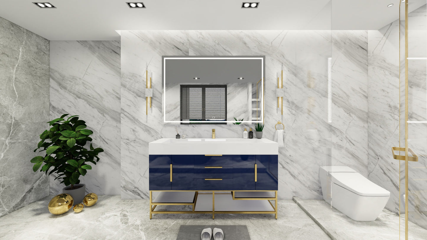 Bethany 60" Freestanding Modern Vanity in Night Blue
