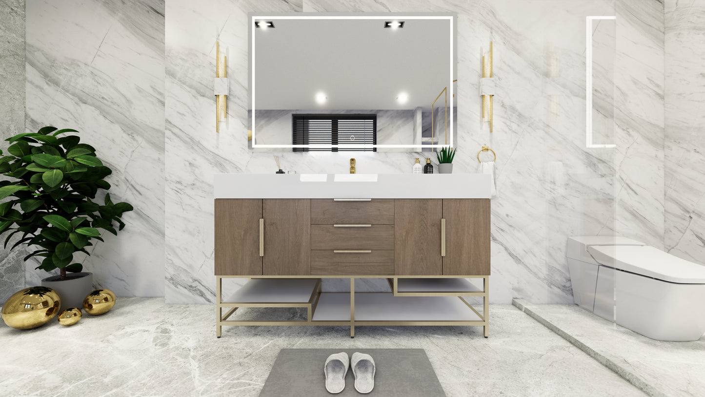 Bethany 60" Freestanding Vanity in Light Oak