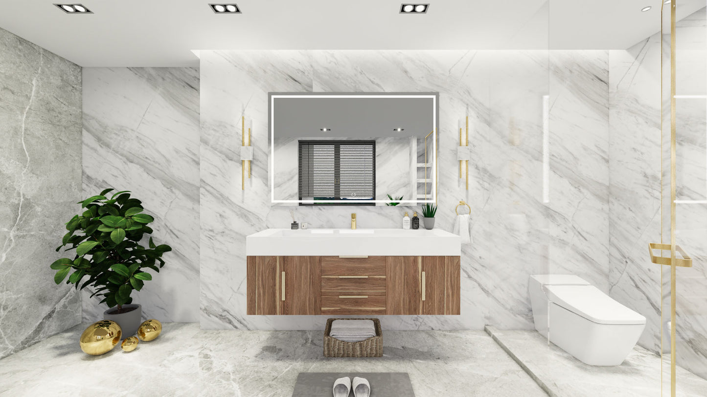 Bethany 60" Floating Vanity in White Oak