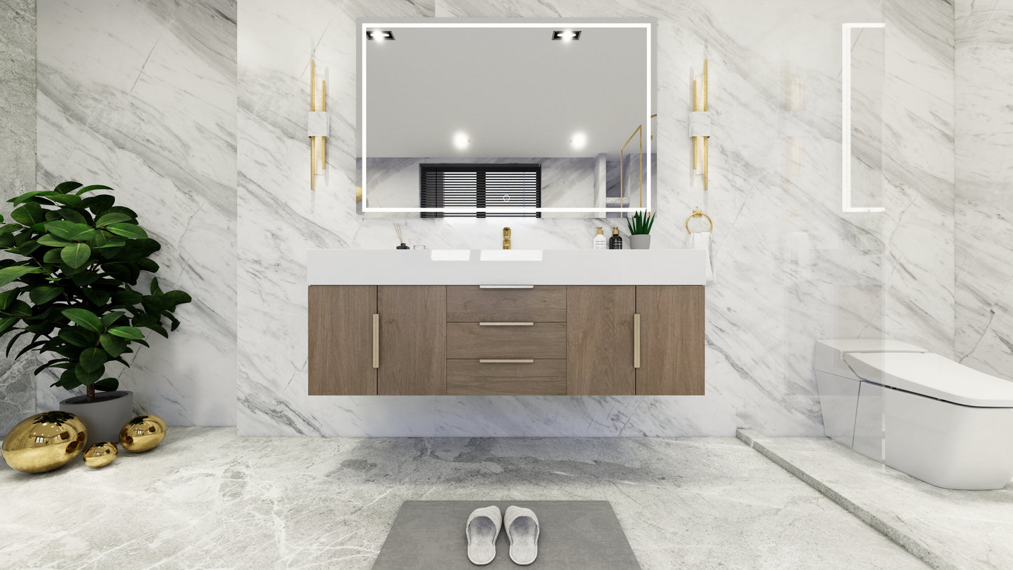Bethany 60" Floating Modern Vanity in Light Oak