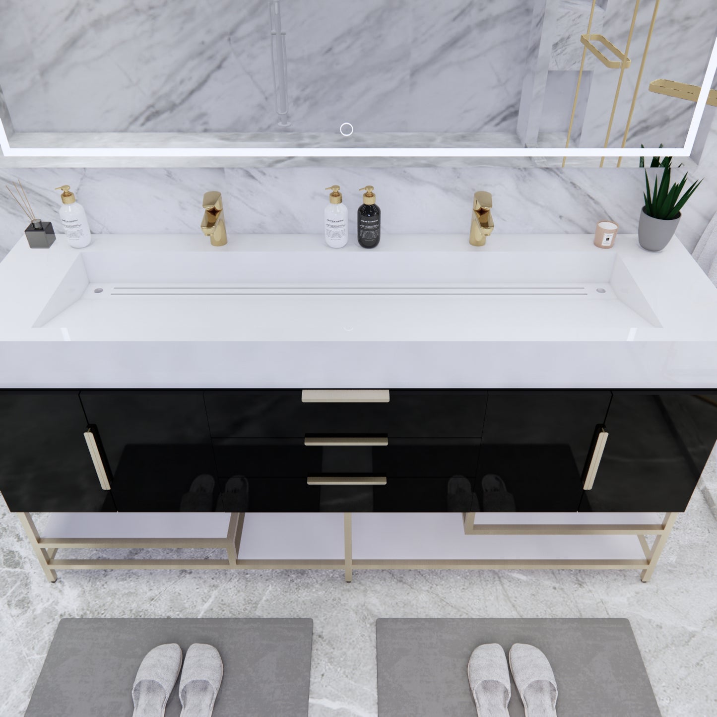 Bethany Freestanding Bathroom Vanity with Reinforced Acrylic Sink | Gold Handles