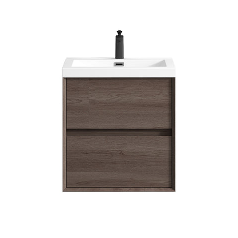 Kingdee 24" Red Oak Wall Mounted Vanity with Reinforced Acrylic Sink