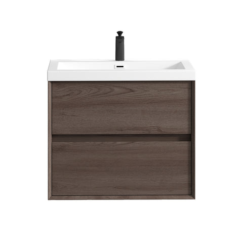 Kingdee 30" Red Oak Wall Mounted Vanity with Reinforced Acrylic Sink
