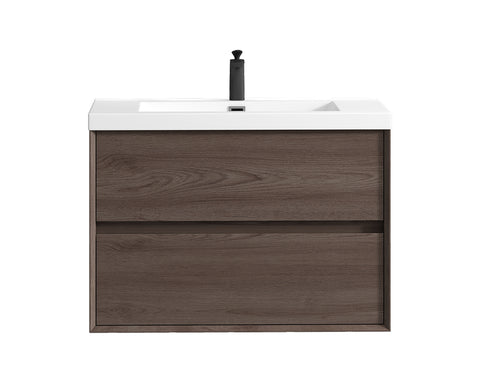 Kingdee 36" Red Oak Wall Mounted Vanity with Reinforced Acrylic Sink