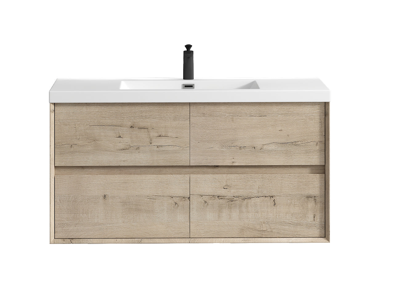 Kingdee 48" Light Oak Wall Mounted Vanity with Reinforced Acrylic Sink