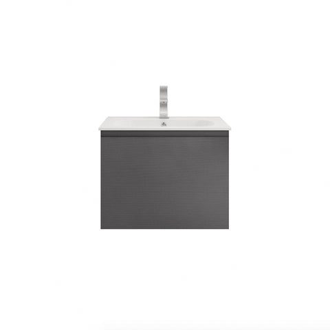 Aipo 24" Dark Gray Oak Wall Mounted Vanity with Reinforced Acrylic Sink