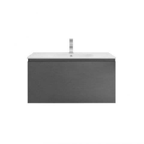 Aipo 36" Dark Gray Oak Wall Mounted Vanity with Reinforced Acrylic Sink