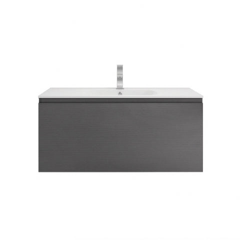 Aipo 40" Dark Gray Oak Wall Mounted Vanity with Reinforced Acrylic Sink
