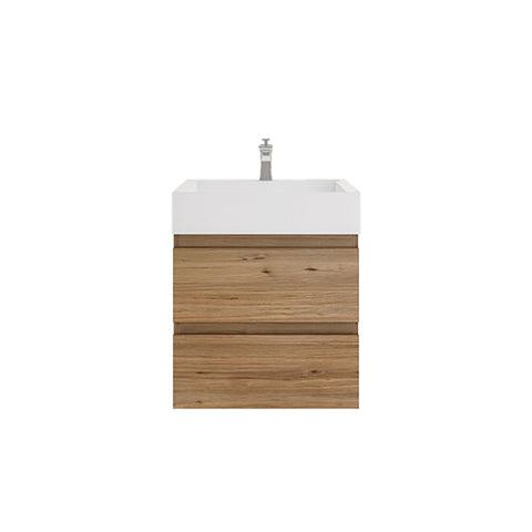 Monterey 24" Natural Oak Wall Mounted Vanity with Reinforced Acrylic Sink