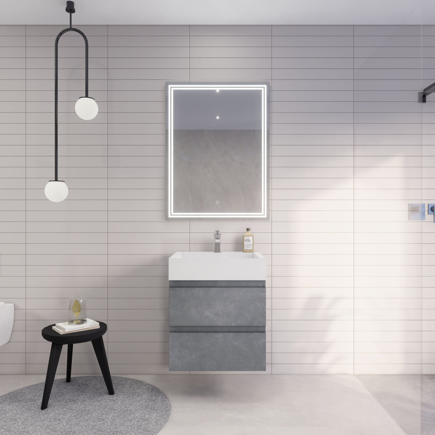 Monterey 24" Cement Gray Wall Mounted Vanity with Reinforced Acrylic Sink
