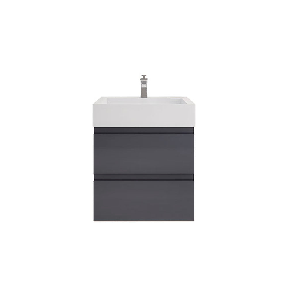 Monterey 24" Glossy Gray Wall Mounted Vanity with Reinforced Acrylic Sink