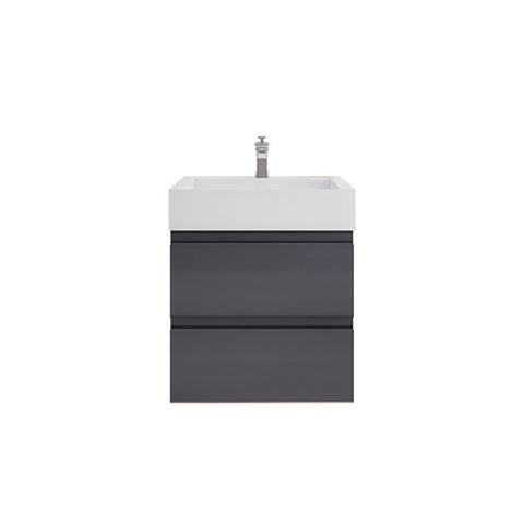 Monterey 24" Glossy Gray Wall Mounted Vanity with Reinforced Acrylic Sink