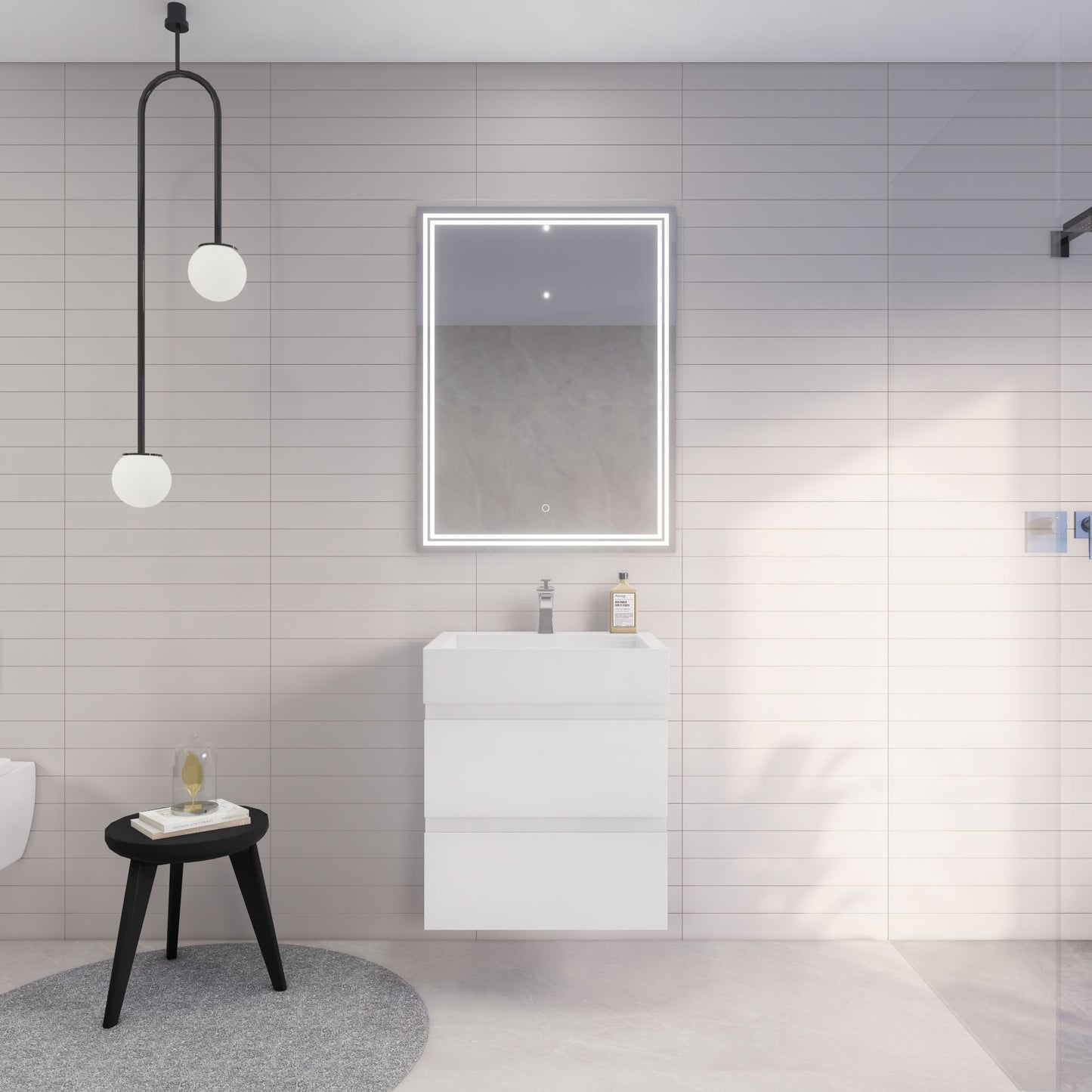 Monterey 24" Glossy White Wall Mounted Vanity with Reinforced Acrylic Sink