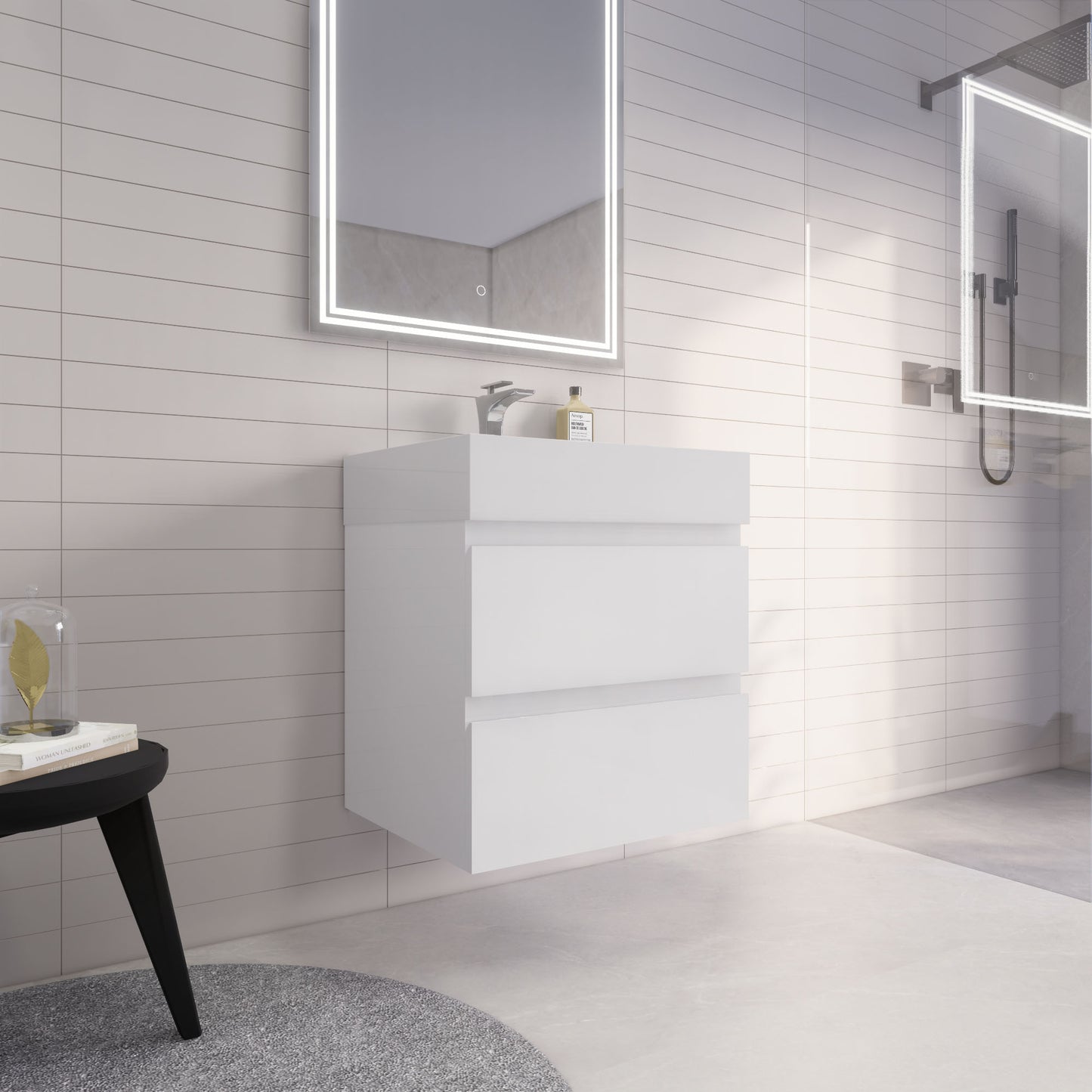 Monterey 24" Glossy White Wall Mounted Vanity with Reinforced Acrylic Sink