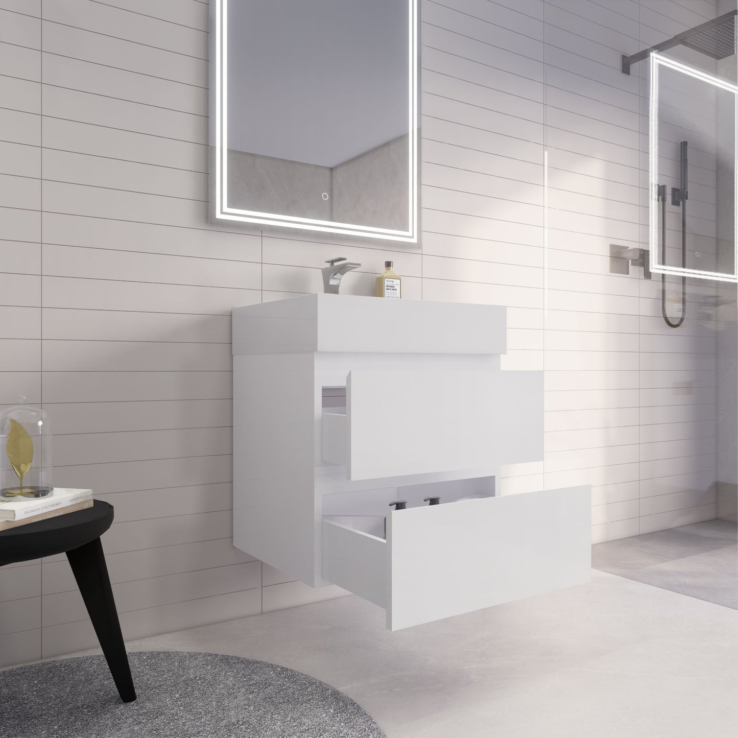Monterey 24" Glossy White Wall Mounted Vanity with Reinforced Acrylic Sink