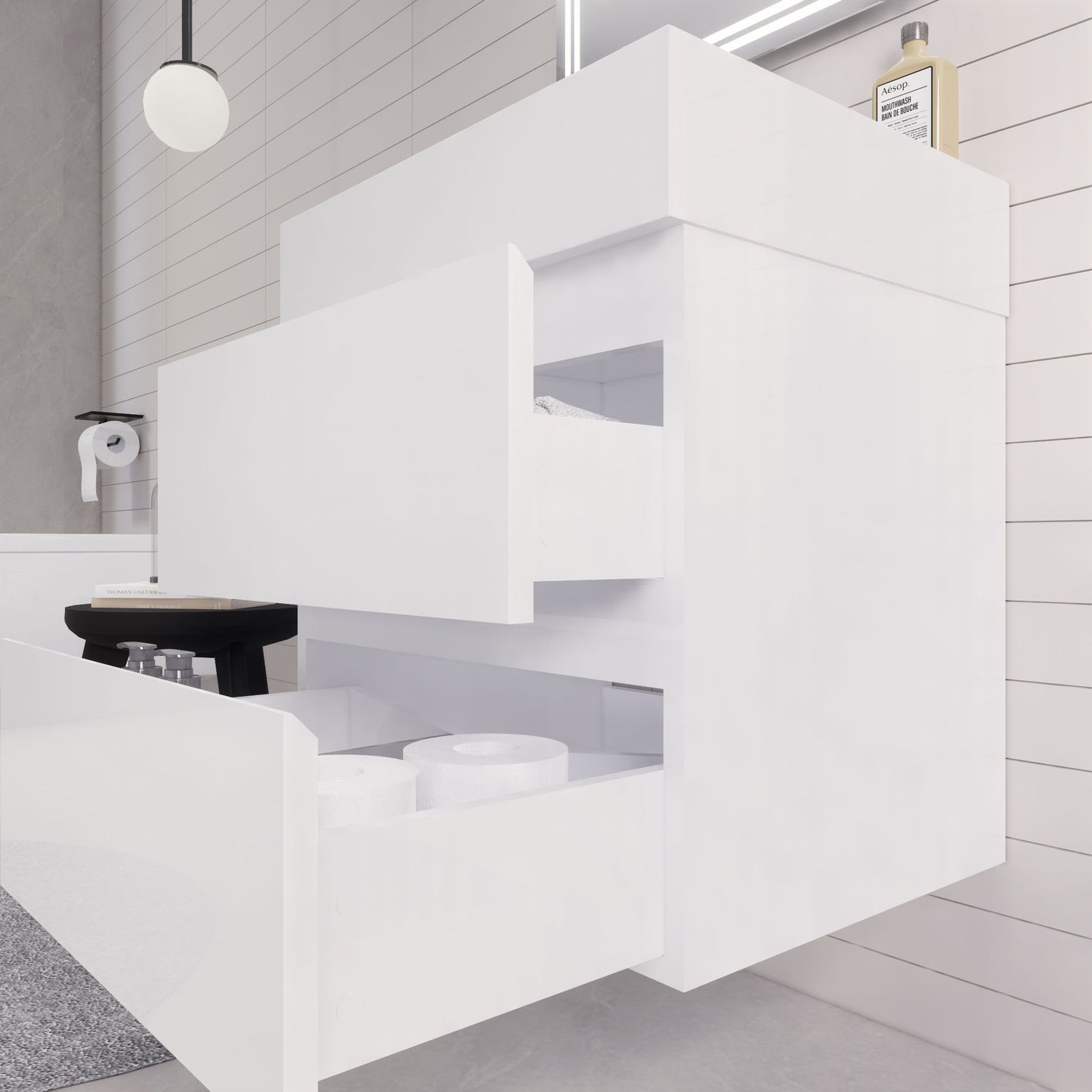 Monterey 24" Glossy White Wall Mounted Vanity with Reinforced Acrylic Sink