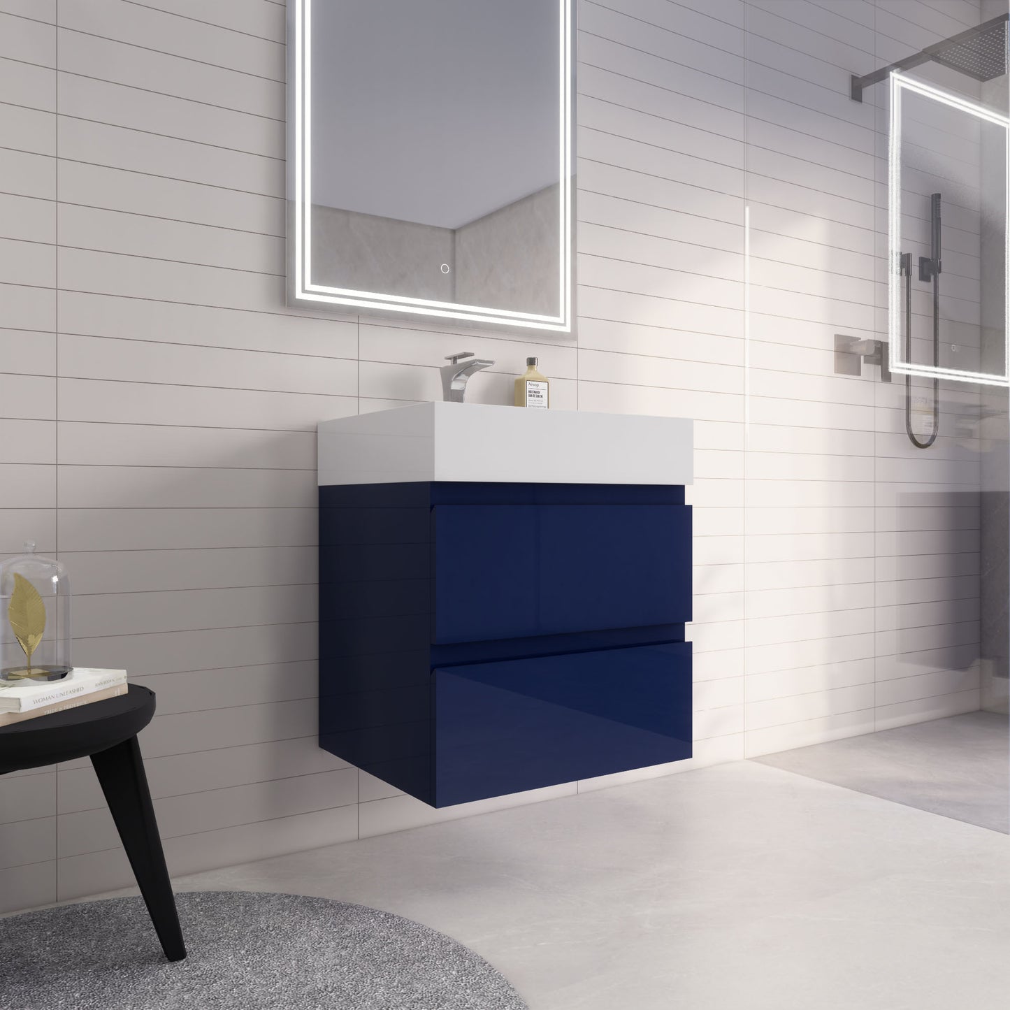 Monterey 24" Night Blue Wall Mounted Vanity with Reinforced Acrylic Sink