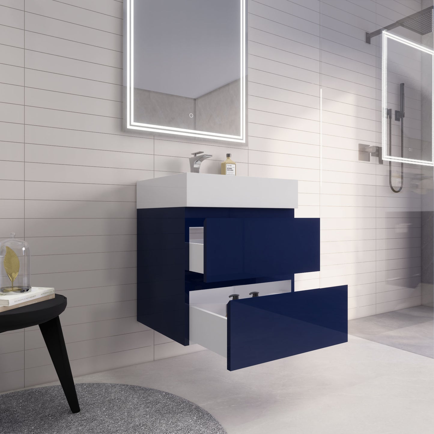 Monterey 24" Night Blue Wall Mounted Vanity with Reinforced Acrylic Sink