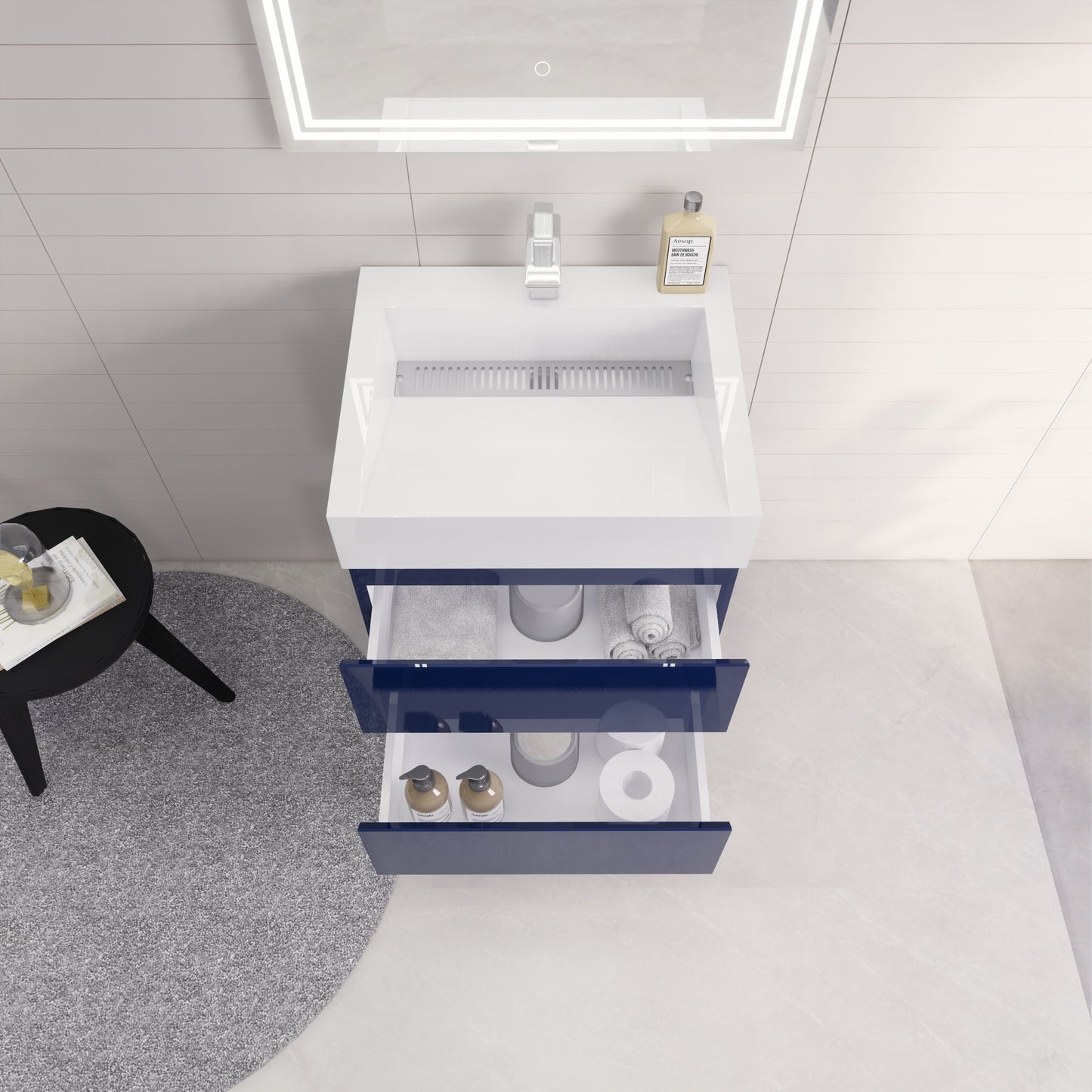 Monterey 24" Night Blue Wall Mounted Vanity with Reinforced Acrylic Sink