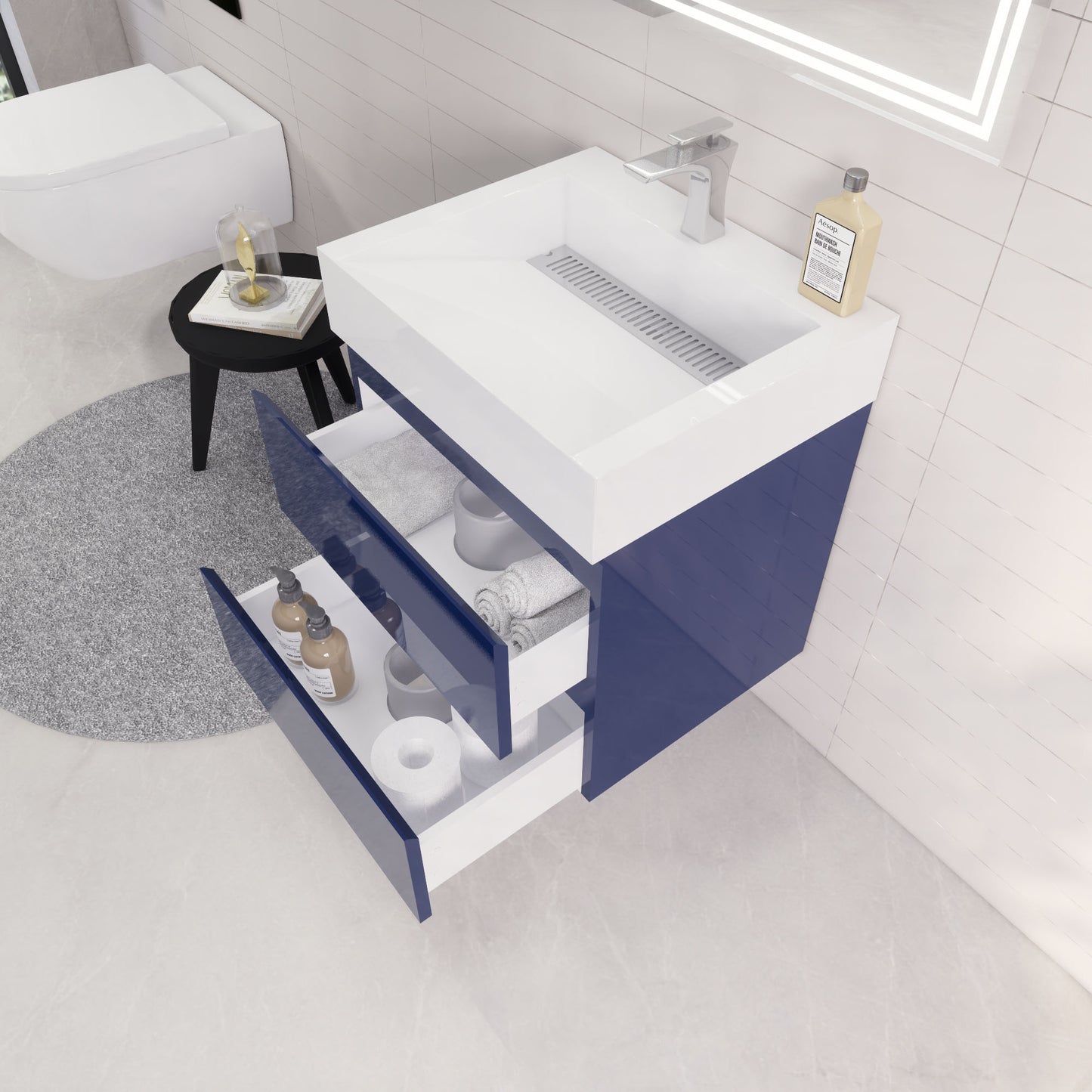Monterey 24" Night Blue Wall Mounted Vanity with Reinforced Acrylic Sink