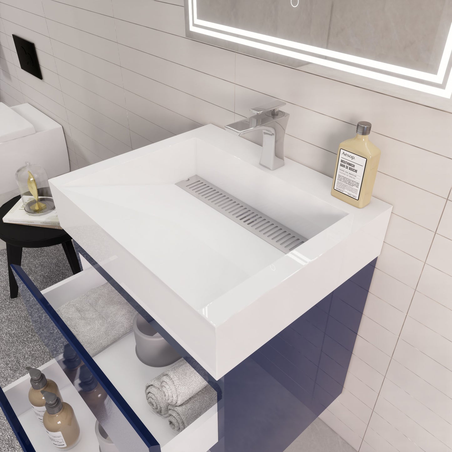 Monterey 24" Night Blue Wall Mounted Vanity with Reinforced Acrylic Sink