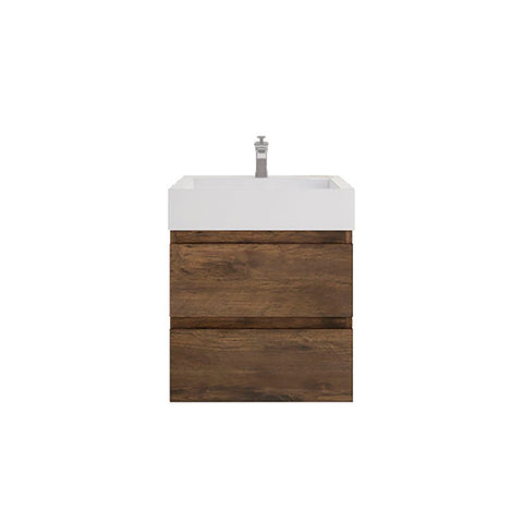 Monterey 24" Rosewood Wall Mounted Vanity with Reinforced Acrylic Sink