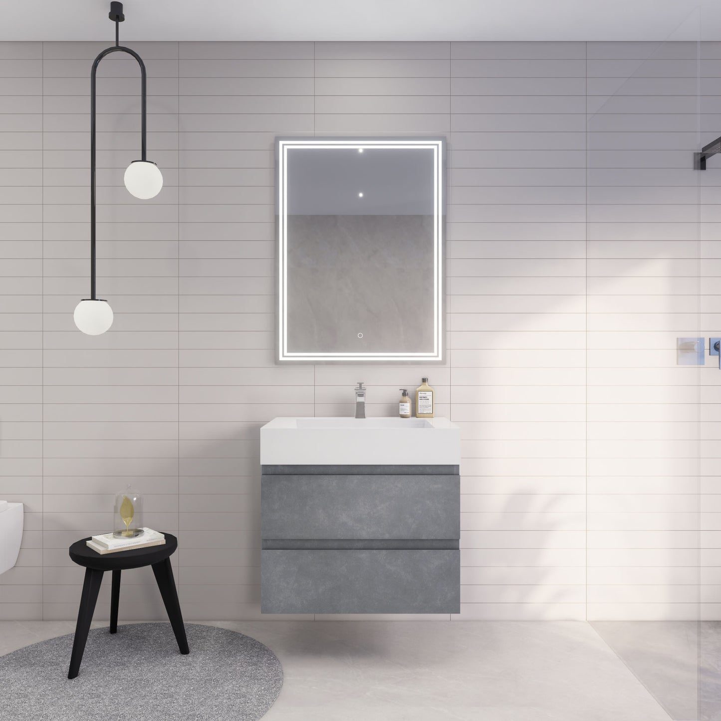 Monterey 30" Cement Gray Wall Mounted Vanity with Reinforced Acrylic Sink