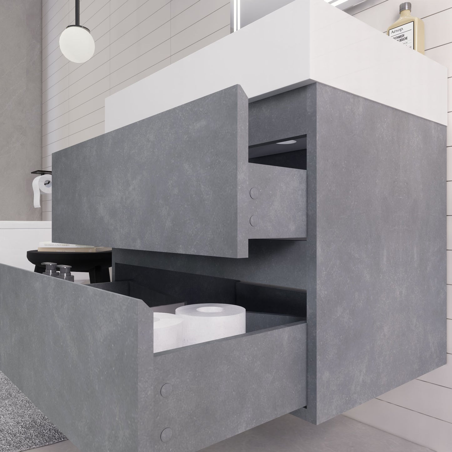 Monterey 30" Cement Gray Wall Mounted Vanity with Reinforced Acrylic Sink