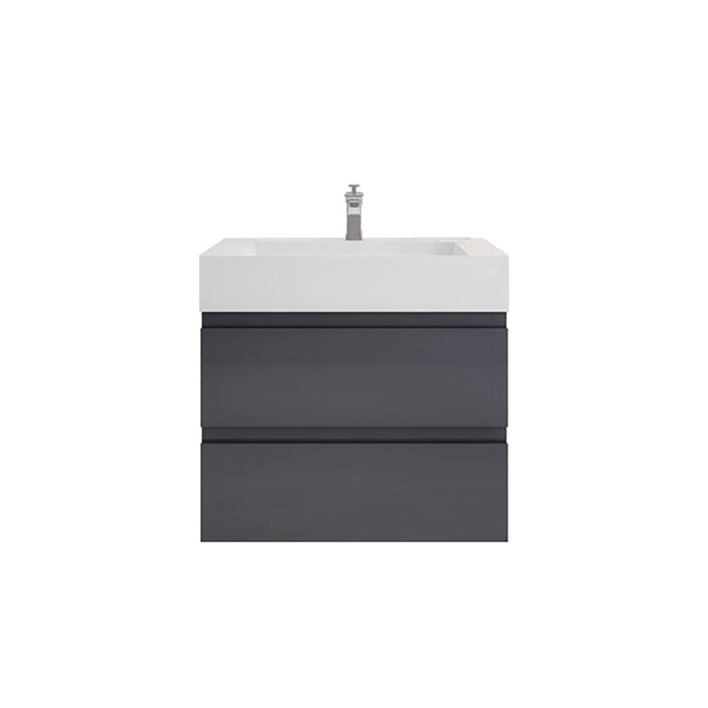 Monterey 30" Glossy Gray Wall Mounted Vanity with Reinforced Acrylic Sink