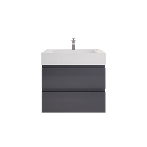 Monterey 30" Glossy Gray Wall Mounted Vanity with Reinforced Acrylic Sink