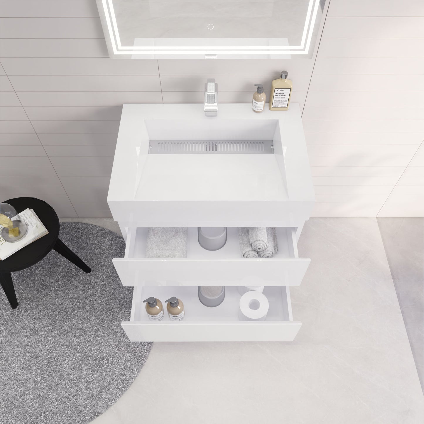 Monterey 30" Glossy White Wall Mounted Vanity with Reinforced Acrylic Sink