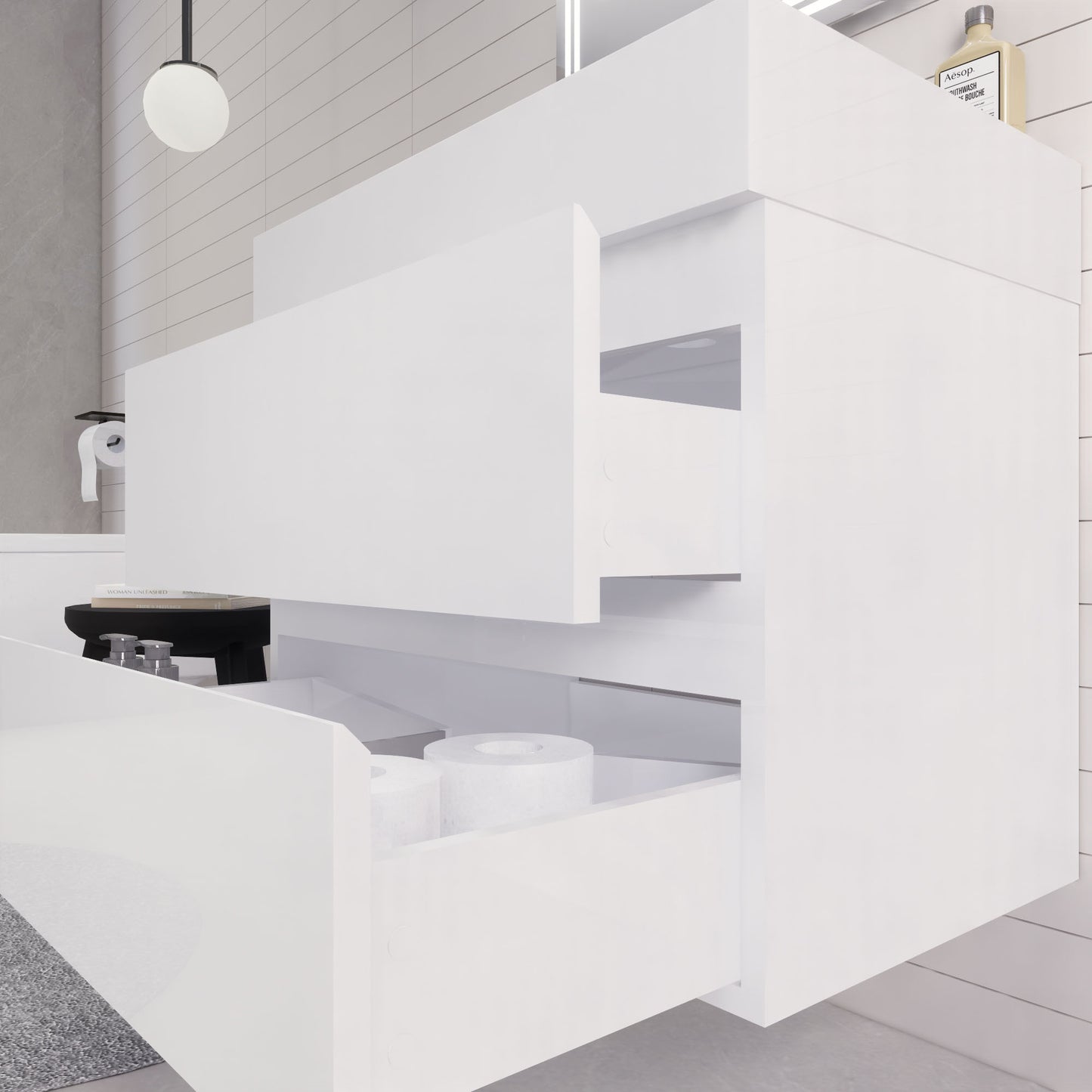 Monterey 30" Glossy White Wall Mounted Vanity with Reinforced Acrylic Sink