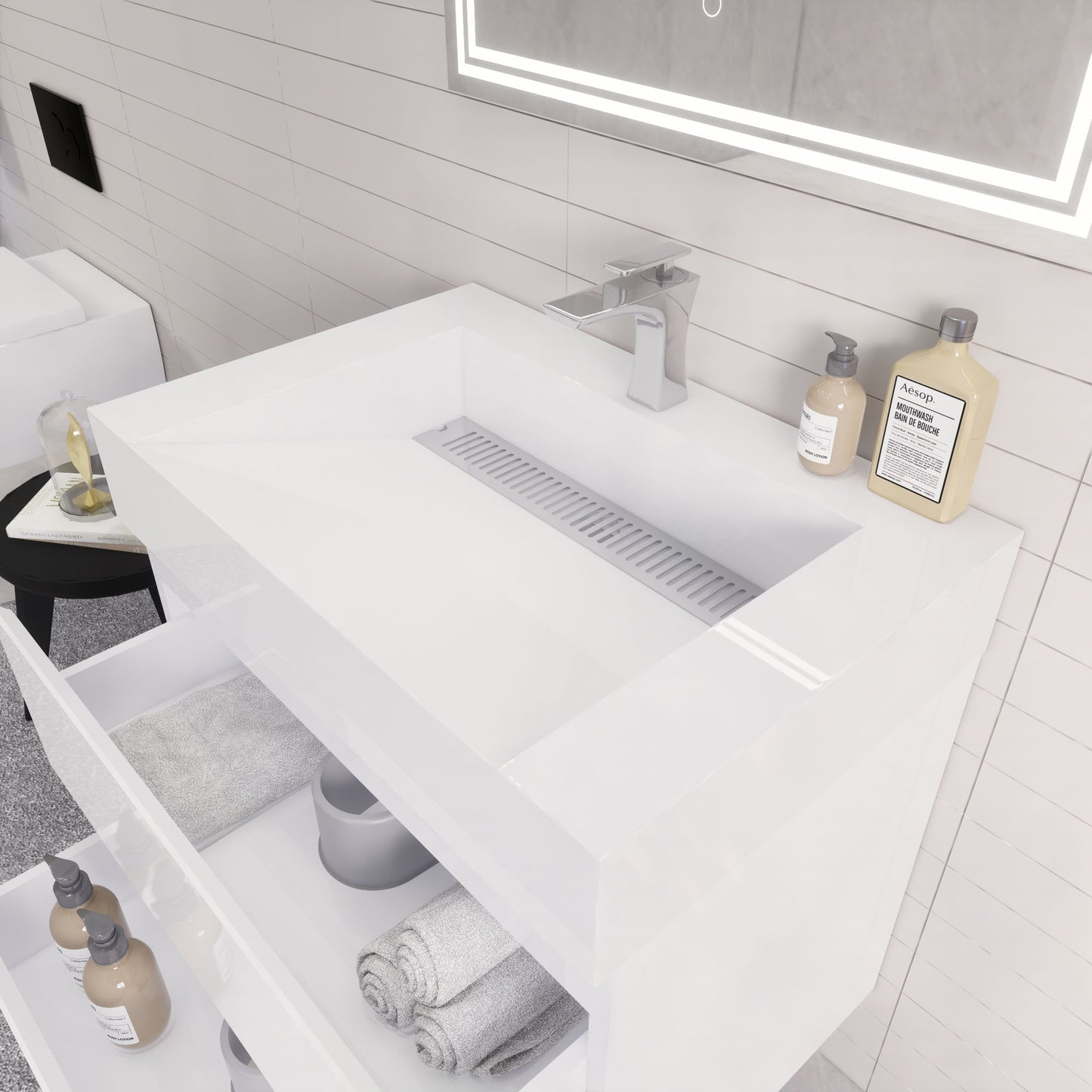 Monterey 30" Glossy White Wall Mounted Vanity with Reinforced Acrylic Sink